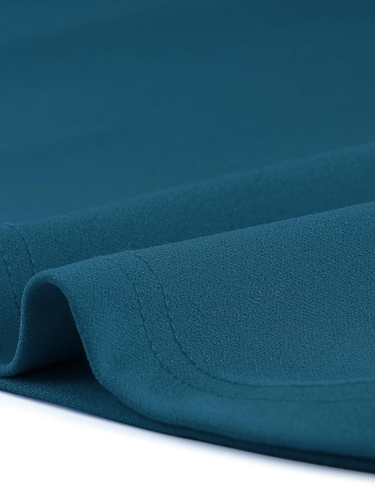 Allegra K Sheath Pencil Round Slim Peacock Size XS Women's Dress, Neck, Fit, Sleeveless, Blue,