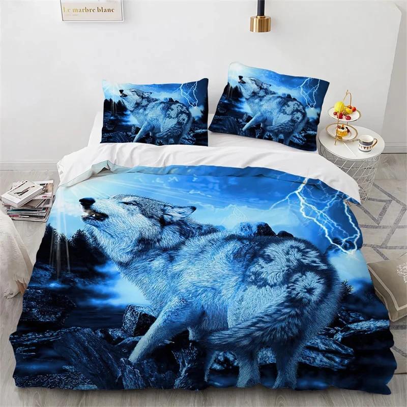 Copripiumino Lupo Microfibra Set Biancheria da Letto Animali Esotici Copripiumino Animali Selvatici Matrimoniale King Queen Per Adolescenti Adulti Decorazione Camera da Letto