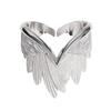 Creative Personality Silver Color Stainless Steel Angel Wings Couple Rings for Women Men Charm Feather Opening Ring Rock Jewelry