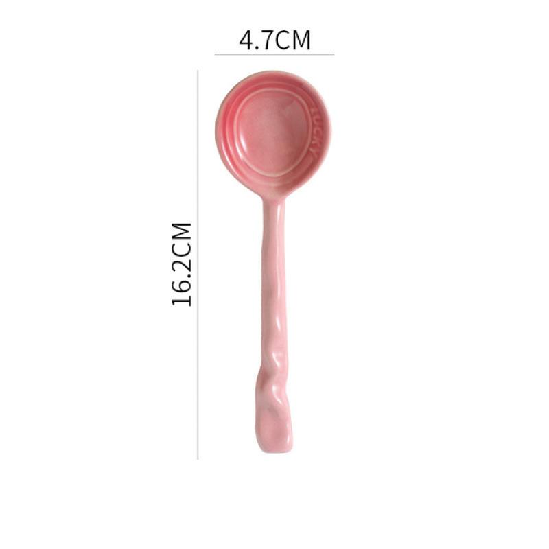 1 pezzo cucchiaio da zuppa in ceramica stoviglie creativo tinta unita manico lungo cucchiai da dessert cucina utensili da cucina