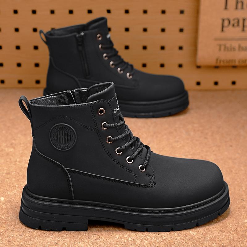 

Новые модные осенние и зимние мужские высокие ботинки martin для студентов, трендовые рабочие туфли на мягкой подошве для мальчиков, кроссовки Martin с защитой труда 39 чёрный