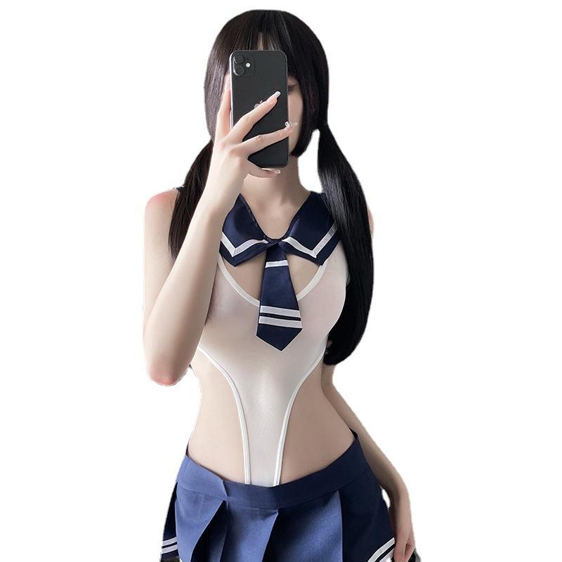 Sex Underwear Sexy One-Piece Student Wear One Dress Two Passion Sailor Suit College JK Skirt