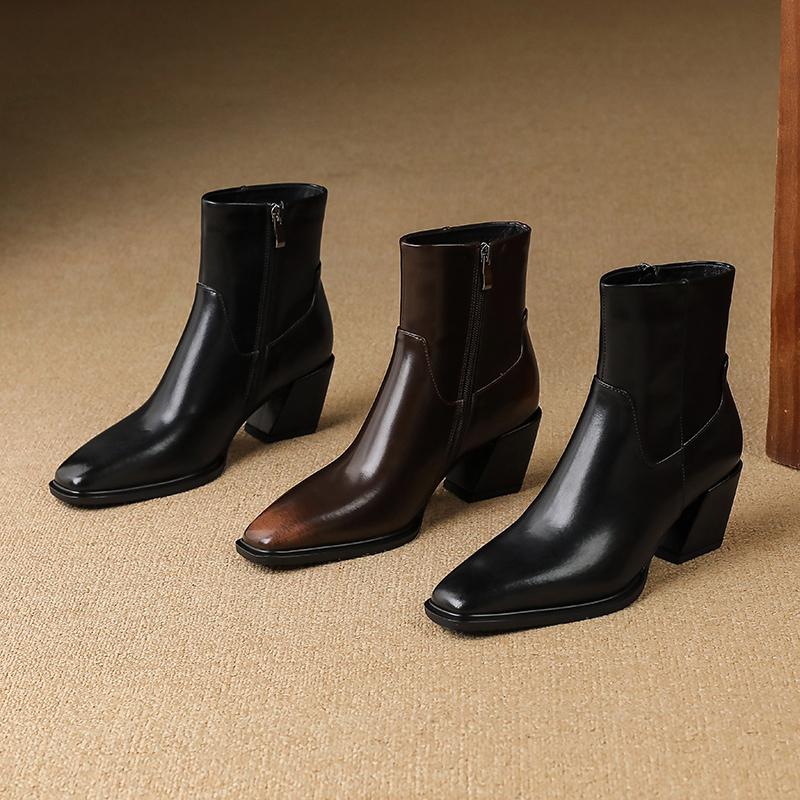 Fashion 2025 New Women's Ankle Boots and Short Boots Side Zipper Block Heel Women Boots Large Size Vintage Motorcycle Boots Female