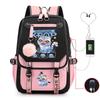 Animation Cartoon Printing Contrasting Color Neutral Usb Backpack Large Capacity Korean Version Of Student Schoolbag