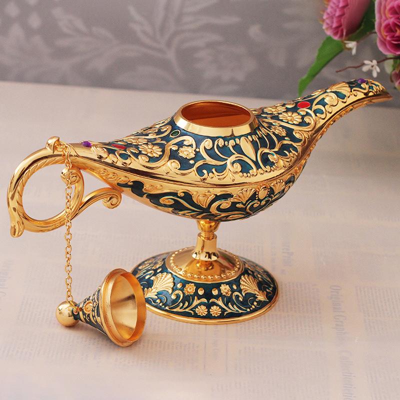 Aladdin Lamp Desktop Crafts Ornament Metal Crafts God Lamp Wishing Lamp Vintage Home Decoration Holiday Gift