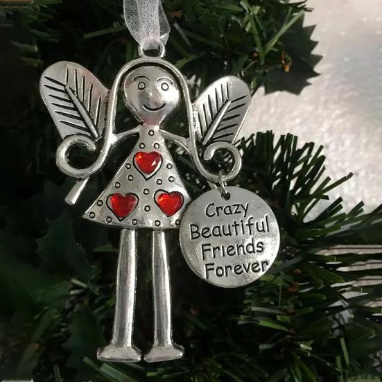 Christmas Tree Alloy Hanging Decoration Girl Love Heart Snowman Reindeer Shape Hanging Ornament Friends Family Neighbors Holiday Gift
