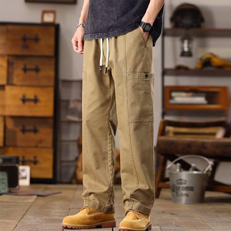 Spring and Autumn Tooling Casual Pants Men's Trend Loose Straight Men's Casual Pants Hong Kong Style New Tooling Pants Men's