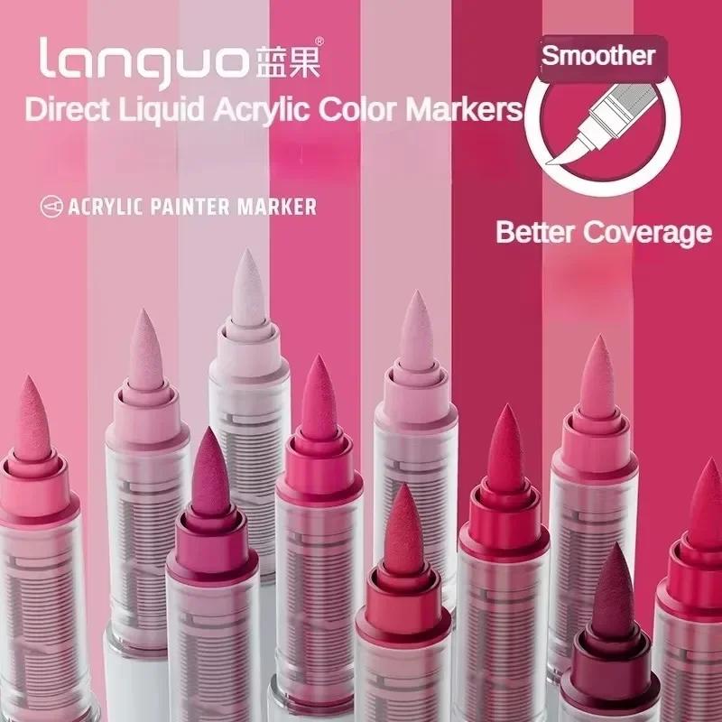 Languo 207/9 Colors Direct Liquid Color Acrylic Paint Pens Brush Marker Pen Painting DIY Card School Art Supply Stationery