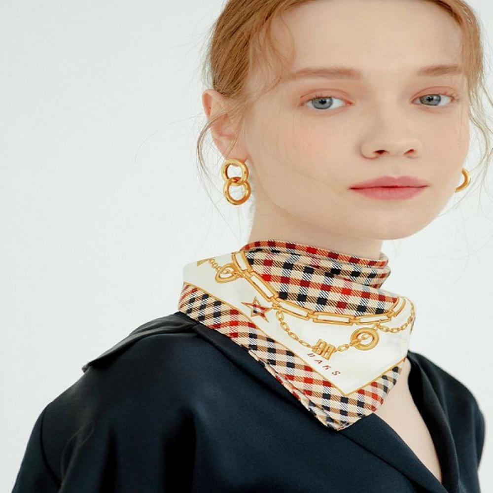 

Daks Beige Check Pattern Square Scarf Dcsc2f141 Single option