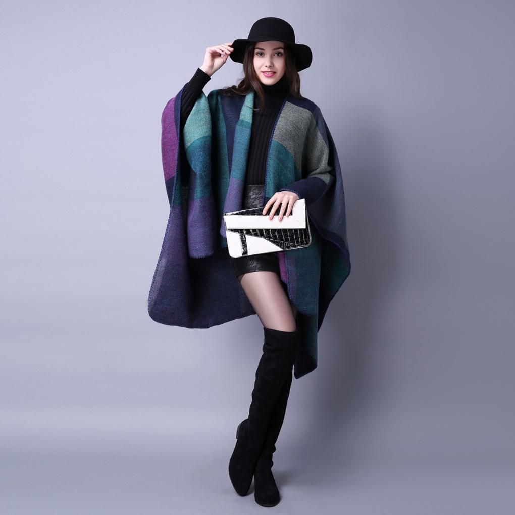 Cashmere Winter Women's Shoulder Knit Shawl Muffler Indigo Marine