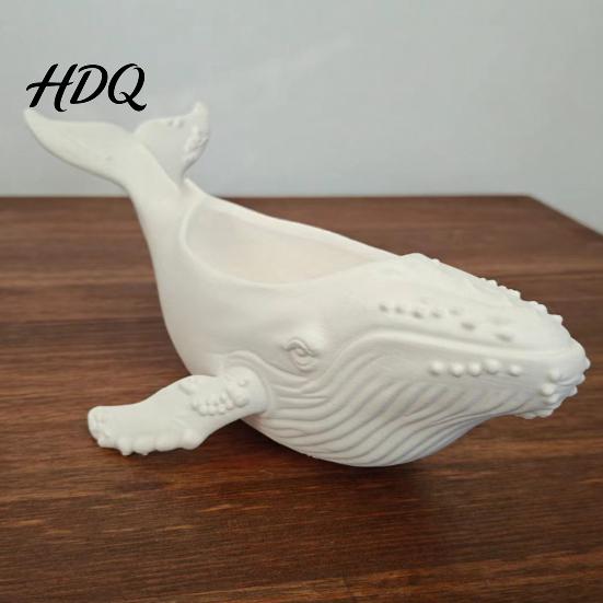 Whale Figurine for Storage Humpback Bowl with Hollow Groove 3D Printed Texture Relief Ocean Style Desktop Decoration Jewelry And Small Items