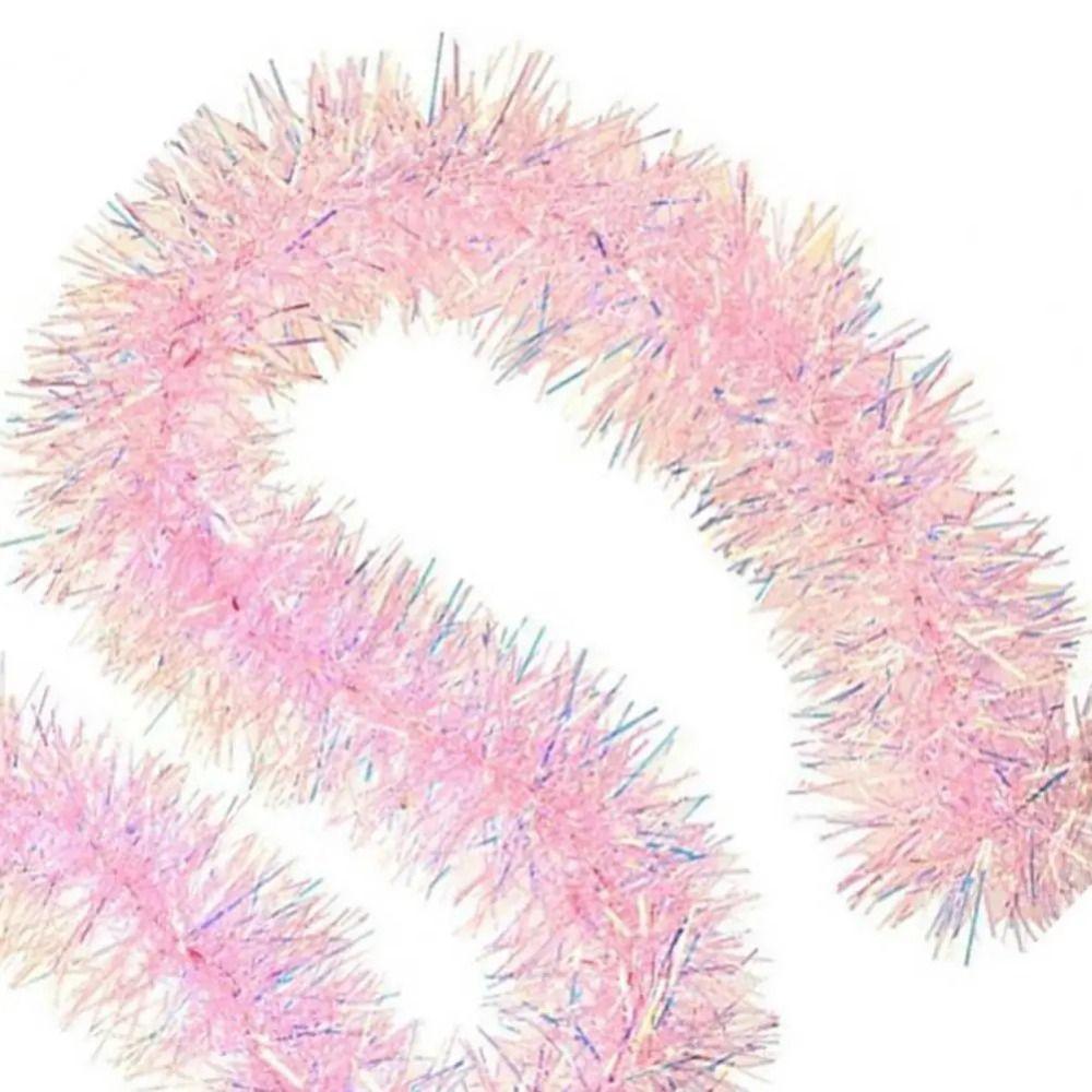 Pink Pink Tinsel Garland Shiny Christmas Party Props Christmas Snowflake Pendant Christmas Decor