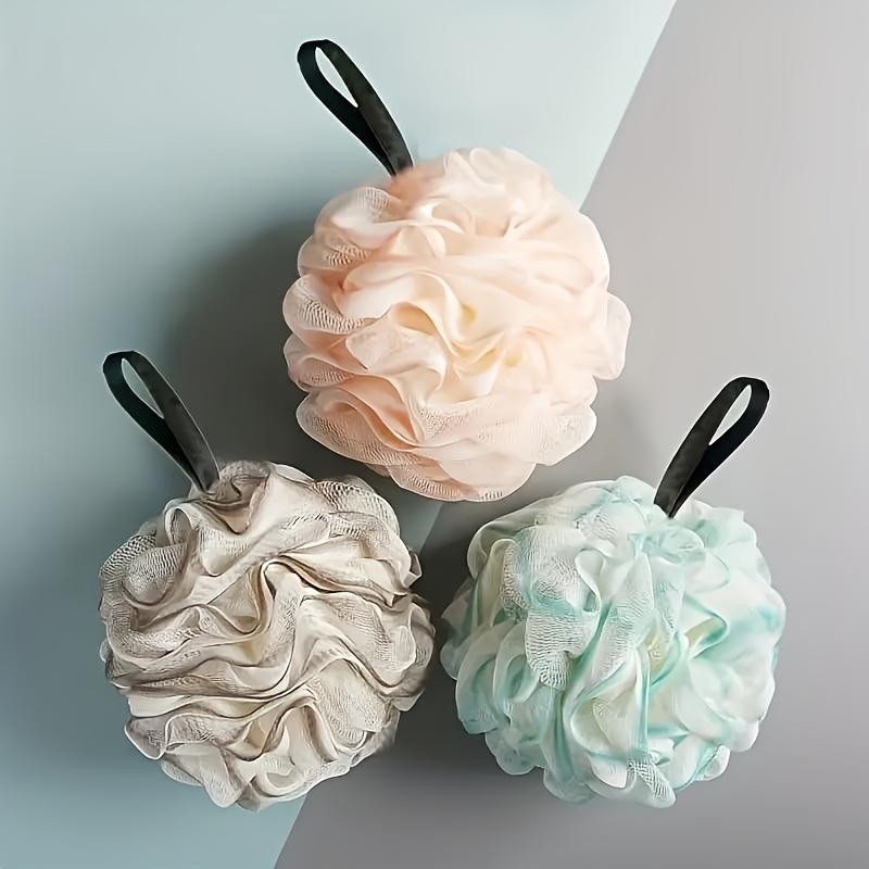 Luxurious Skin Care Bath Sponge Shower Ball - Super Soft, Exfoliating, Rich Lathering Poof with Hanging Loop for Easy Storage