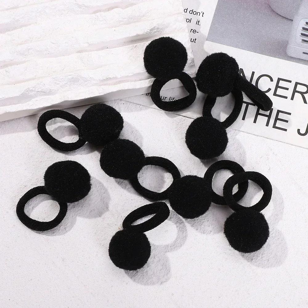 RAINBOW BOWS 10Pcs Elastic Hair Bands Plush Ball Rubber Band for Baby Girls Scrunchie Hair Ties Kids Baby Hair Accessories