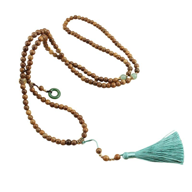New Chinese Style Ping An Buckle Beads Tassel Sweater Long Chain Necklaces Women Jewelry Accessries