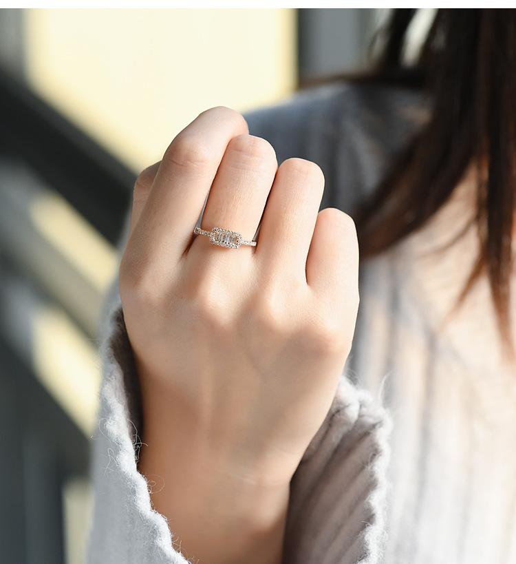 925 Echte Ringen in Verlovingsring voor Vrouwen Rechthoekige Vorm Prong Zetting Heldere Zirkonia Sieraden Cadeau