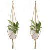 2Pcs Hanging Plant Hanger Easy Installation Linen Rope Ceiling Deck Flower Pot Hanger Patio Decor