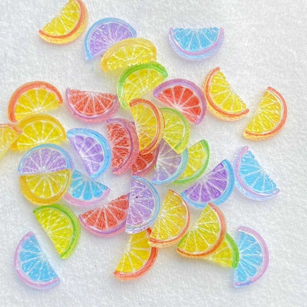 50Pcs Cute Cartoon Mini Colorful Orange Slices Nail Art Resin Designer Charms DIY Craft For Nail 3D Decorations Jewelry