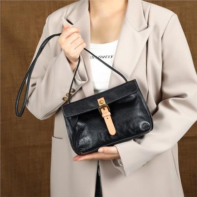 Genuine Leather Women's Bag Retro Handmade Soft Cowhide Mini Versatile Shoulder Crossbody Bag