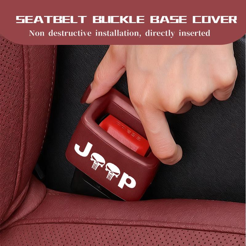 For Jeep Car Logo Seat Belt Buckle Protective Cover Safety Belt Clip Case Accessories Grand Cherokee Patriot Renegade Compass AJT1