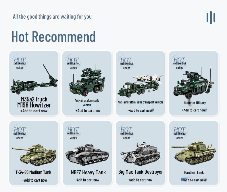 Children's Small Particle Building Blocks - T-34-85 Military Tank Toy (Ages 6-12)