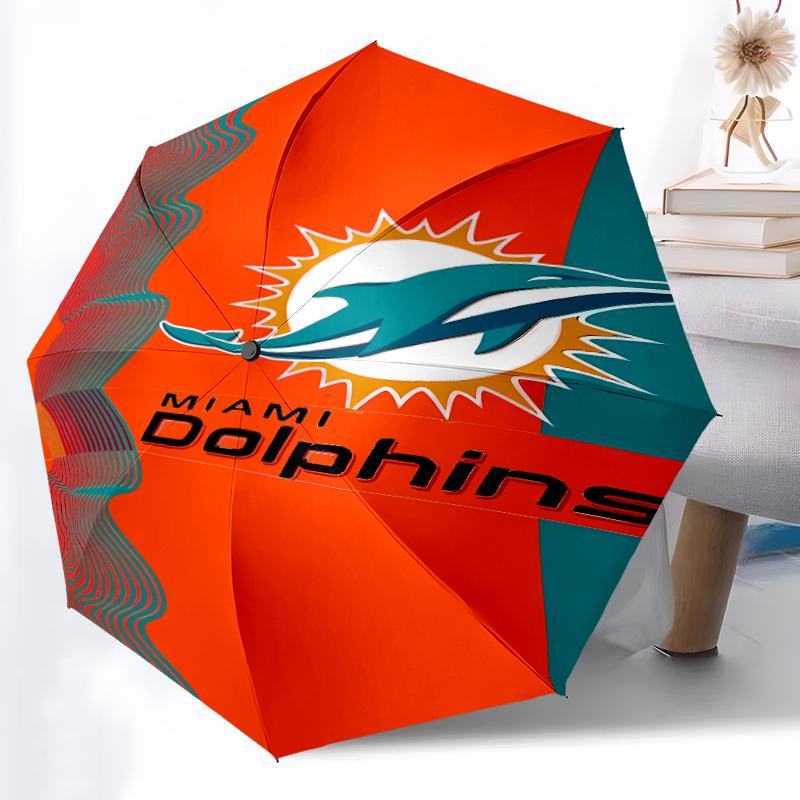 Printed Miami Dolphins logo Folding Umbrella,Outdoor,Leisure,And Travel Umbrella,Durable Umbrella Fabric,Birthday And Holiday Gift