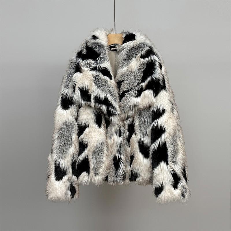 Womens Faux Fur Coat Blogger Favorite Versatile Vintage Style Fall 2025 Regular Sleeves Collared No Hood With Trim