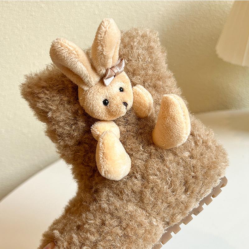 Korean Style Girls' Fashionable Fur Boots - Cute Princess Snow Boots with Soft Soles and Thick Warm Cotton