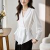 Autumn  Korean Style V-neck Lace-up Blouse Women Elegant Long-sleeve Shirt Women Office Lady Bottoming Tops Woman 29661