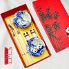 Traditional Blue & White Porcelain Tea Bowl and Chopsticks Gift Set - Classic Jingdezhen Style Souvenirs