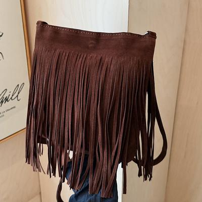 Super Fire Niche Suede Bag Women's 2025 New Fashion Versatile Messenger Bag Popular Popular Fringed Bucket Bag