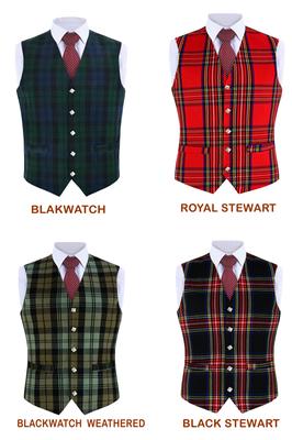 Scottish Tartan Vest with Thistle Buttons Traditional Highland Waistcoat Dress Party Wedding Attire