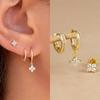 3PCS Fashion Gold Color Crystal Zirconia Drop Earrings Set for Women Stainless Steel Flower Dangle Earring Korean Jewelry Aretes