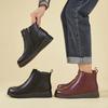 Winterstiefel Echtes Leder Damen Flats Rutschfest Warm Flache Absätze Stiefeletten Mutter Wasserdicht Rutschfeste Stiefeletten