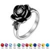 Custom 3D Rose Urn Rings with Birthstones for Ashes of Love Ones Hair Waterproof Memorial Jewelry Gift for Her