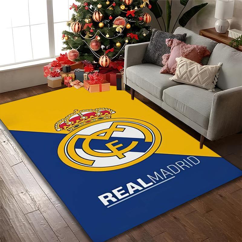Real Madrid Rug Ideal for Reading Room, Multi-purpose Office Chair Sofa Carpet, Anti-slip Printed Home Area Rug