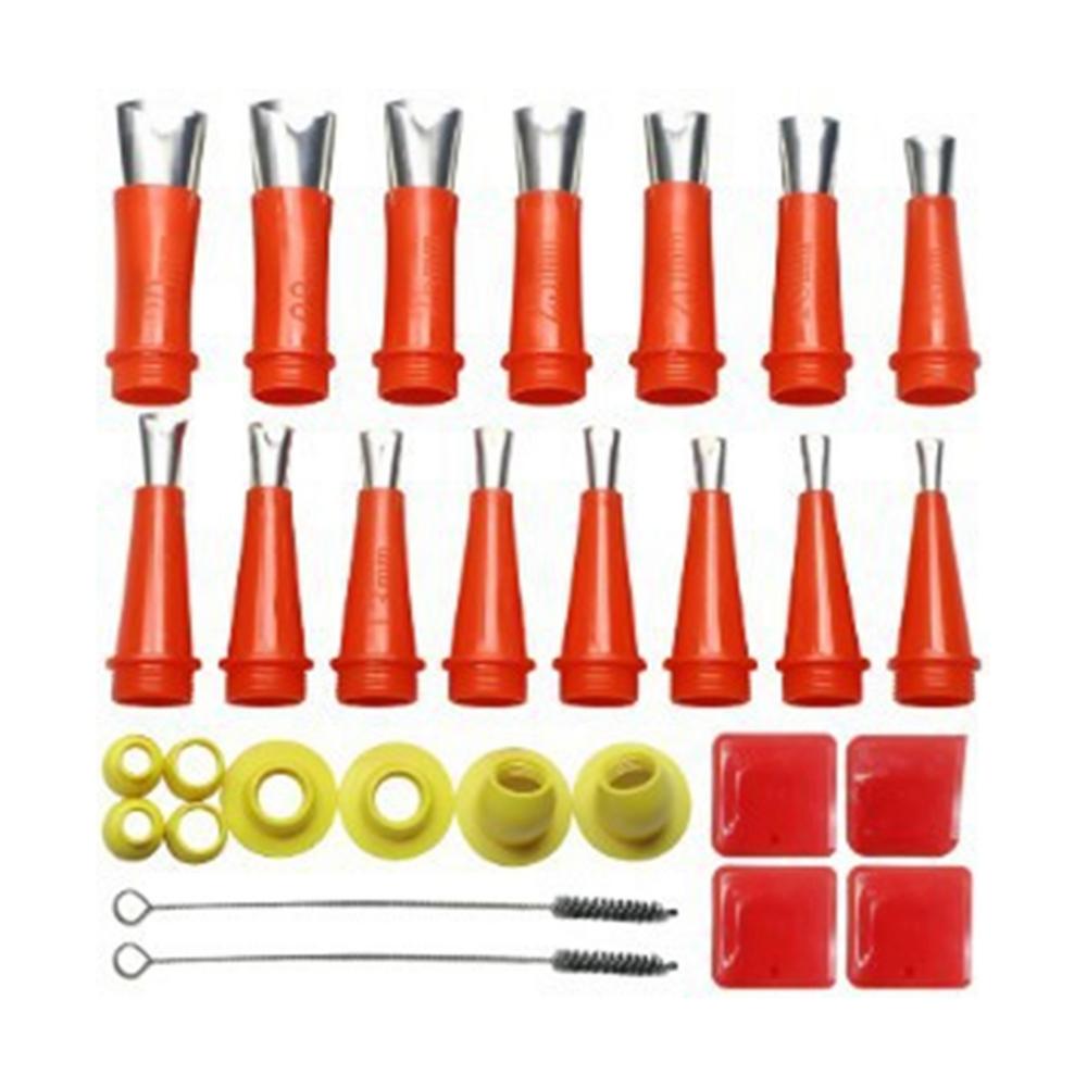 Caulk Tips 29pcs V-shaped Stainless Steel Sealing Nozzle Caulking Nozzle Applicator Integrated Rubber Nozzle Tool Sealant