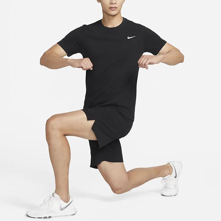 Nike Solid Color Drawstring Straight-Leg Shorts Men Bottoms Black DV9331-010