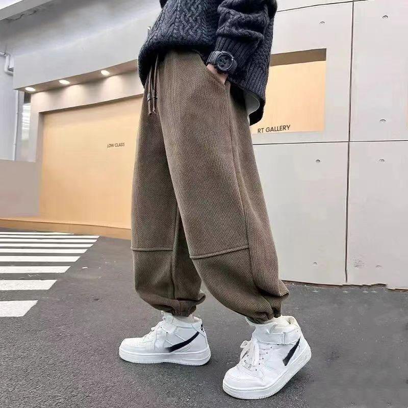 

Корейские детские спортивные штаны на кулиске с эластичными манжетами для мальчика-подростка, повседневные треккинговые штаны, подростковые детские брюки для улицы, спортивные штаны 170