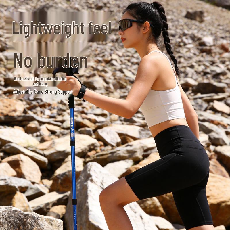 Ultra-Light Telescopic Aluminum Trekking Pole with T-Grip Handle for Hiking and Climbing
