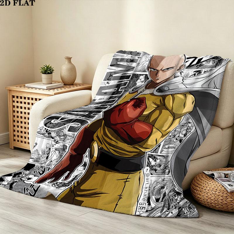 1PC Onepunch Man Patterned Flannel Blanket Suitable For All Seasons For Home Decor Warmth And Comfort Gifts Holiday Present