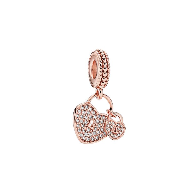 Pandora Pavé Pave Heart Padlock Charm Women s Rose Gold 781807CZ