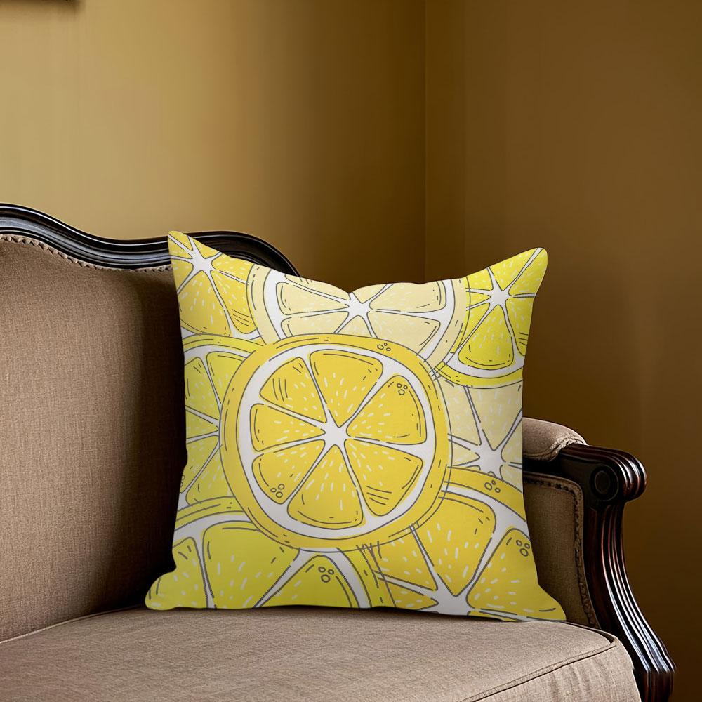 Yellow Lemon Slices square Jacquard Pillow Cover for Sofa Office Waist Cushion Cover Home Decorative Pillowcase