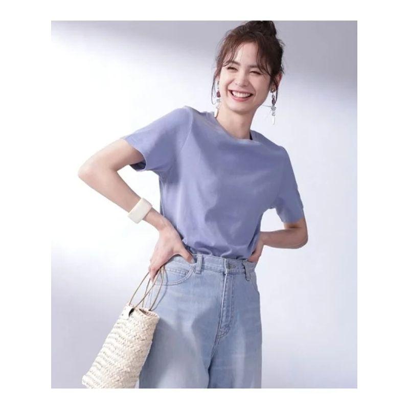 

Daily Order 2025 Summer New Arrival Cotton Pure Color All-Matching Minimalist round Neck Short Sleeve Undershirt Nano Iena Violet 36