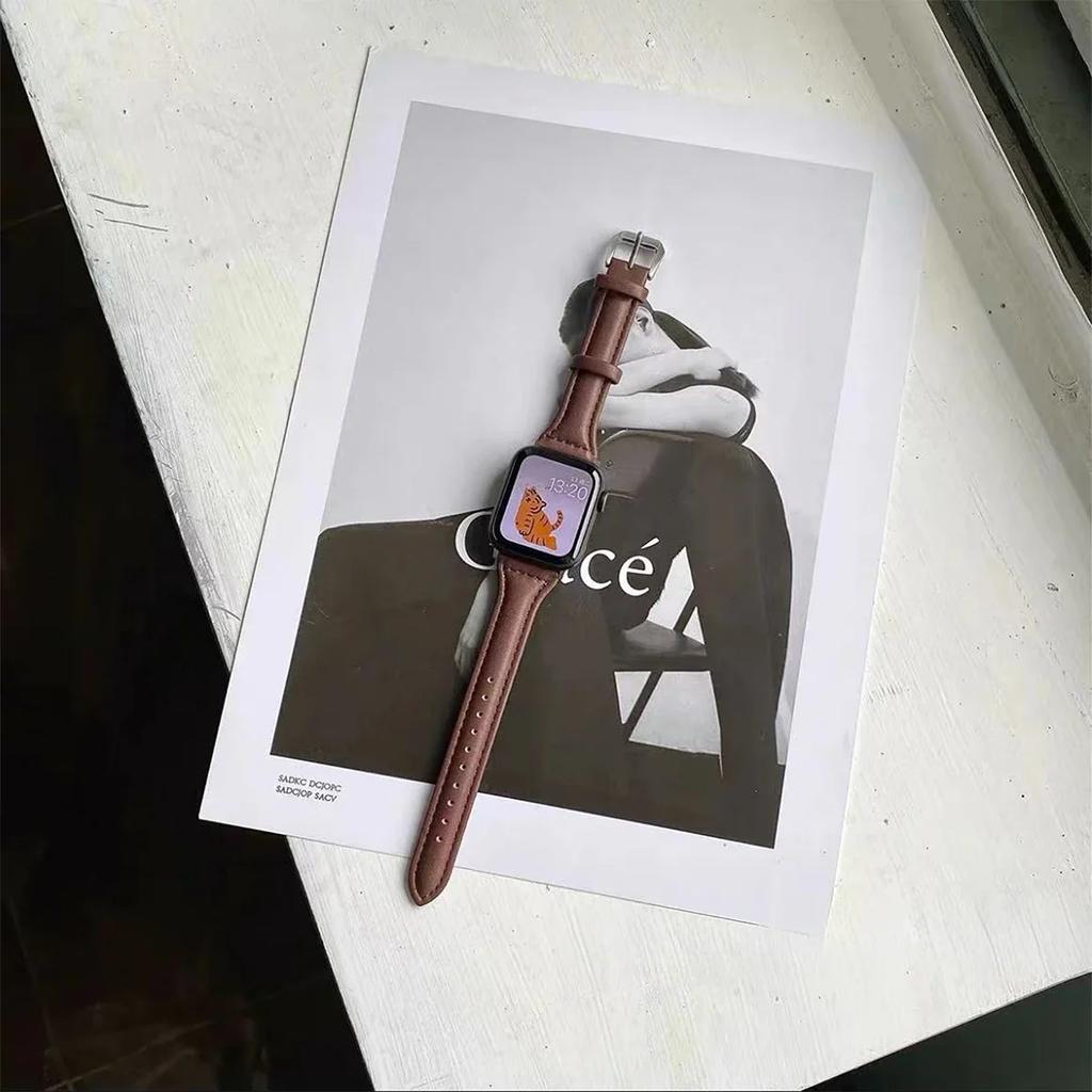 Slim Leather Strap For Apple Watch Band 44mm 40mm 41mm 42mm 38mm 49mm 44 Mm Bracelet Apple Watch 8 45mm Bands Ultra 9 7 Se 3 4 6