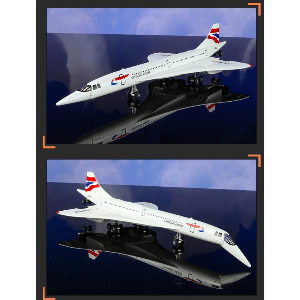 1/168 Alloy Concorde Supersonic Medium Range Airplane Model Metal Civil Passenger Transport Aircraft Model Sound Light Kids Gift