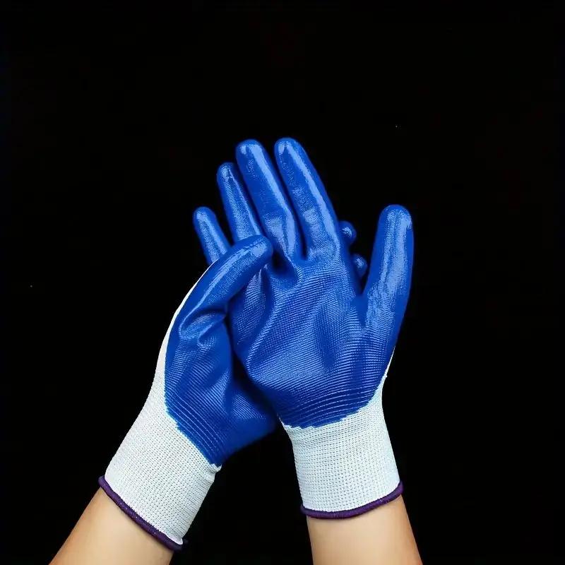 12 par Gummidyppet Lim Gummihud Arbeidshansker Tynn Lateks Sklisikker Slitesterk Fortykket Tynn Hansker Arbeidsbeskyttelse