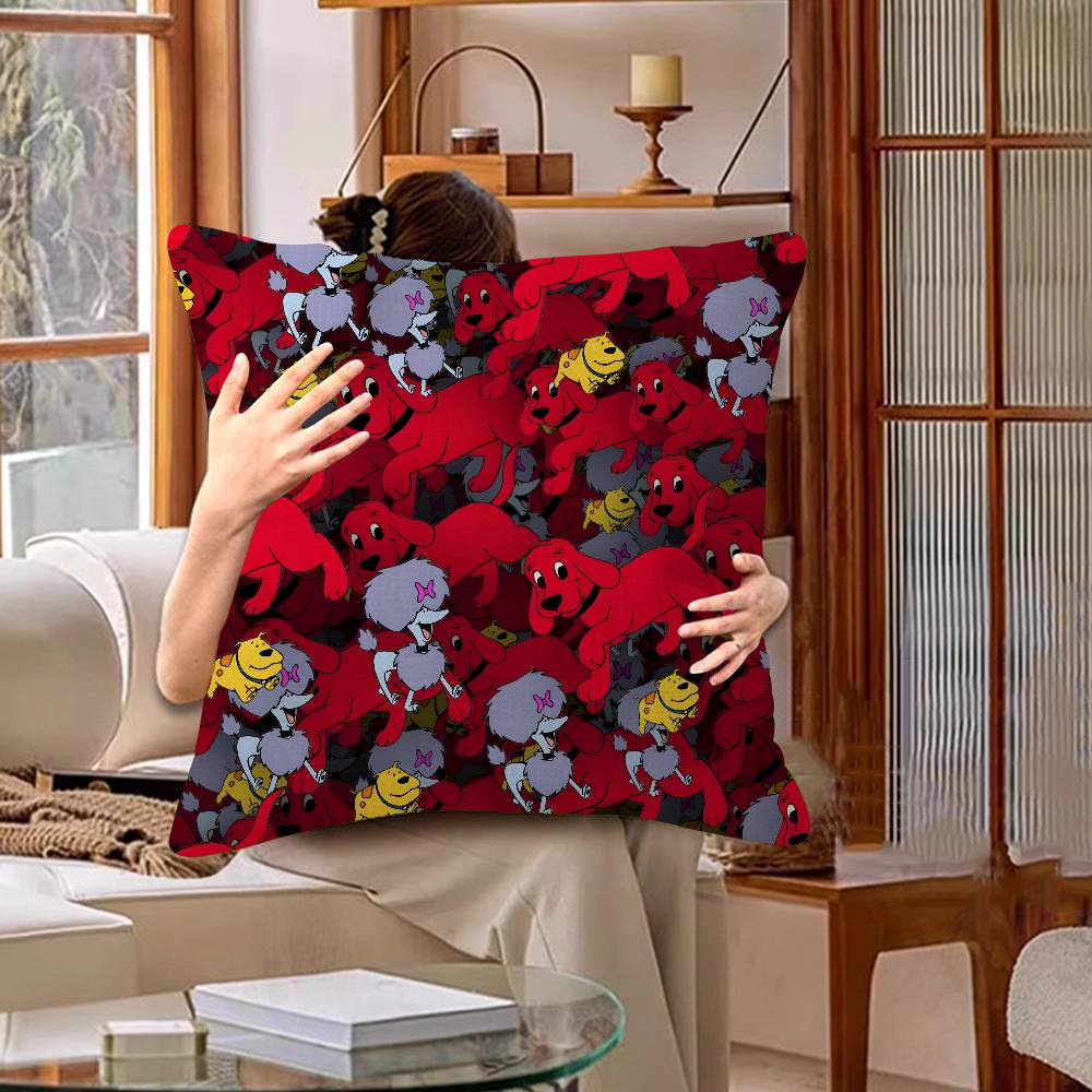 Cartoon Clifford The Big Red Dog Lucky Dragon Pillow Cover Sofa Cushion Cover Home Room Decoration Children Gift