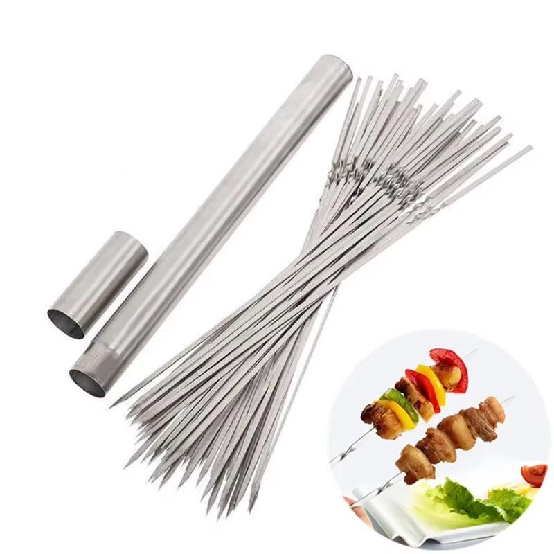 

Stainless Steel Barbecue Skewer Reusable BBQ Kebab Skewers for Outdoor Camping Picnic Tools Cooking Tools