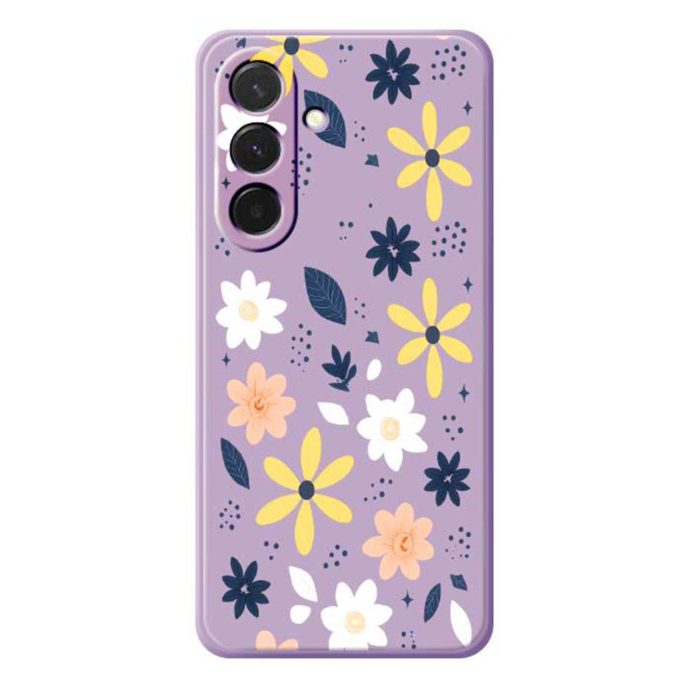 For Samsung Galaxy A36 5G Case Colorful Floral Blue Leaves Pattern Printing Straight Edge TPU Phone Back Cover